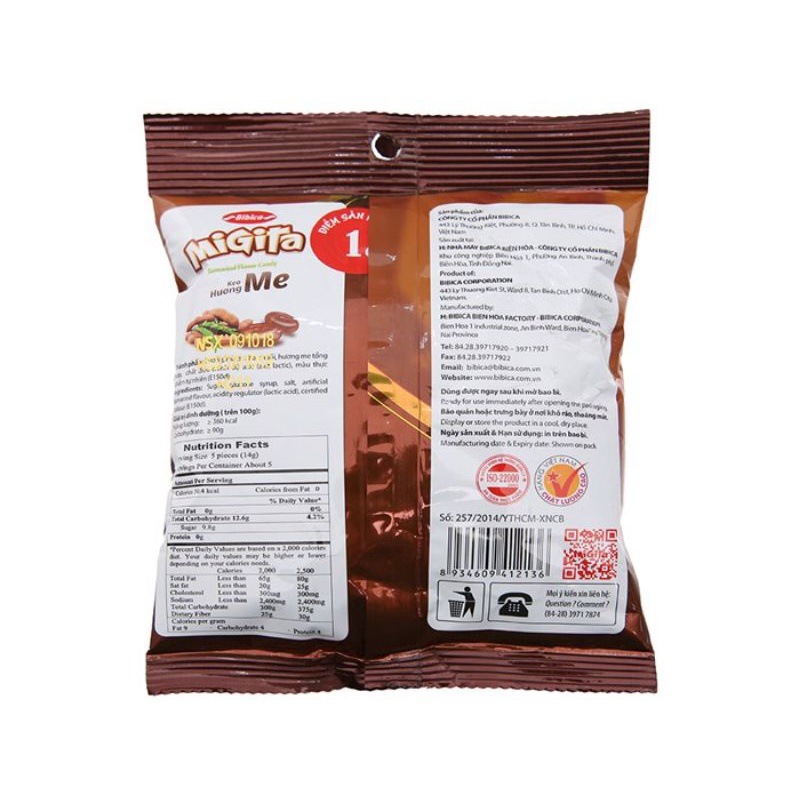 Kẹo ngậm MiGiTa vị gừng/ bạc hà / me gói 70g