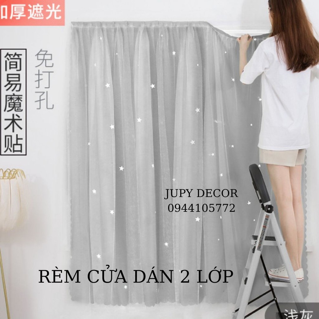 [ SẴN - LOẠI CHỐNG NẮNG TỐT] RÈM CỬA DÁN TƯỜNG 2 LỚP chiếu sao lấp lánh