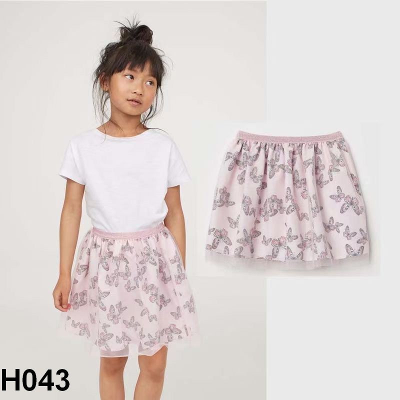 Chân váy HM xk hồng xanh ghi bên ngoài có voan