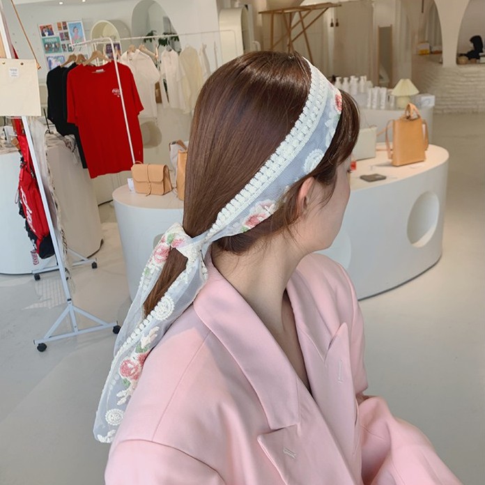 Kẹp Tóc Khăn Ren Buộc Tóc LIN Họa Tiết Cổ Điển
