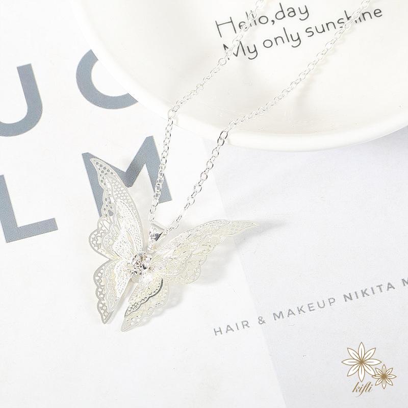 Vòng cổ Mạ Bạc Mặt Hình Bươm Bướm Đính Đá Thời Trang Cho Nữ