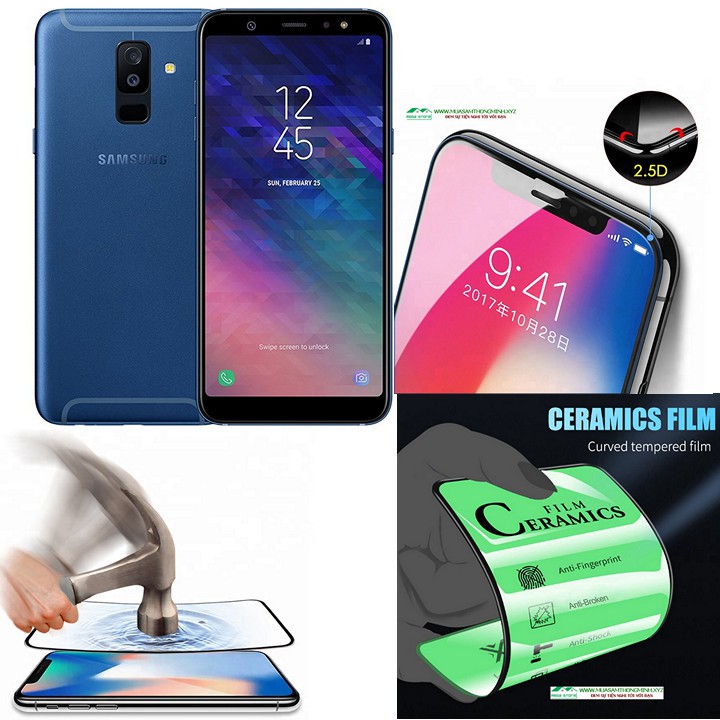 Kính Cường Lực Samsung A6 Plus (2018) - Chống Bám Vân Tay - Kính CERAMICS Độ Cứng H9