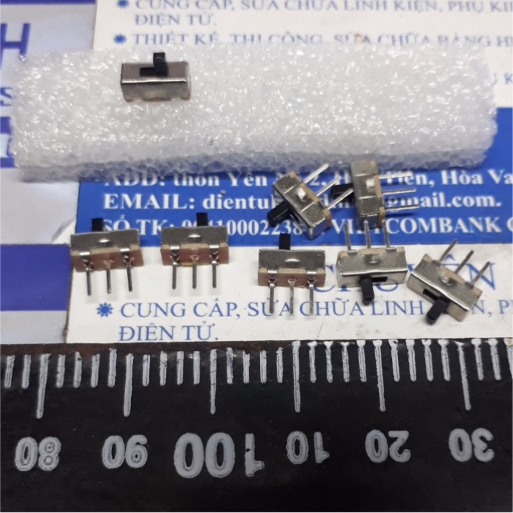 10 cái CÔNG TẮC GẠT, TRƯỢT 3 CHÂN, 2 TRẠNG THÁI 3.8*8.6MM nhỏ CẦN ngắn kde4848