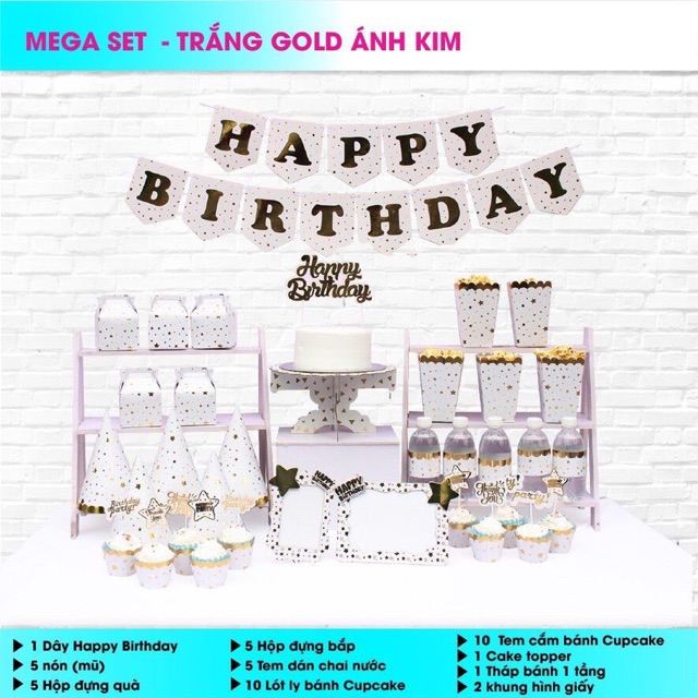 Set bàn tiệc trang trí mẫu ép kim sang trọng