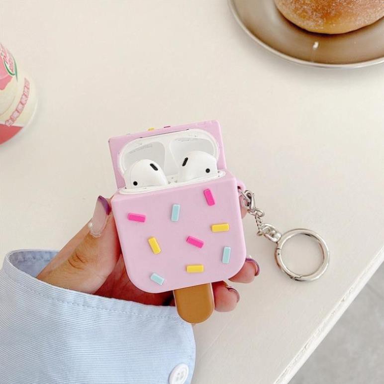 ☘️Tặng kèm dây đeo☘️Case Airpod 1 2 ...Vỏ bao bọc Kem que các màu đựng tai nghe không dây Ice Cream airpods silicon