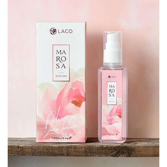 Combo Sữa rửa mặt Marosa LACO 100ml ít bọt làm cho cho làn da sạch sâu nhẹ + 12pcs bông nở rửa mặt Laco