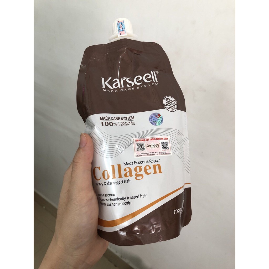 Hấp dầu Karseell Collagen Maca Power 500ml phục hồi tóc hư tổn nặng, tóc nát, hàng công ty