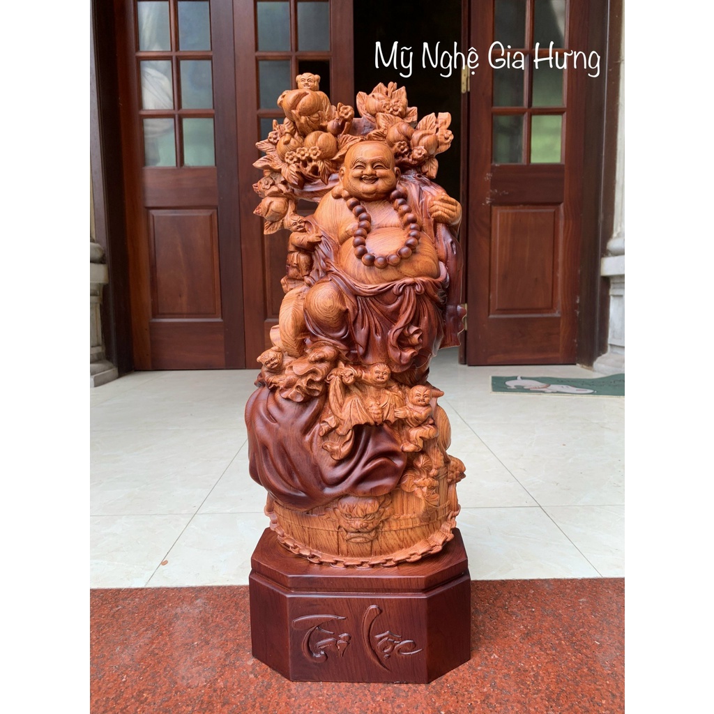 Tượng Di Lặc Ngũ Phúc Tài Lộc, Gỗ Hương PU Giả Cổ Cao Cấp, KT: cao40,cao50...