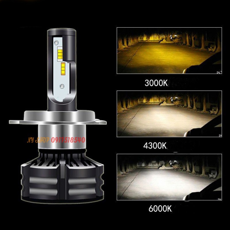 ĐÈN LED T6 ĐỔI 3 CHẾ ĐỘ SÁNG (VÀNG , ÁM VÀNG, TRẮNG ) CHÂN H4 GẮN OTO - XE MÁY (GIÁ 1 CHIẾC)  Ảnh thật Sp