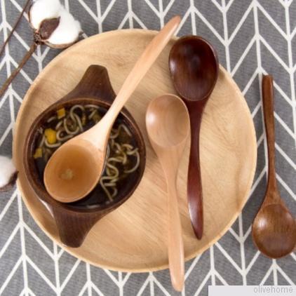 Muỗng múc súp bằng gỗ tay cầm dài phong cách Nhật Bản