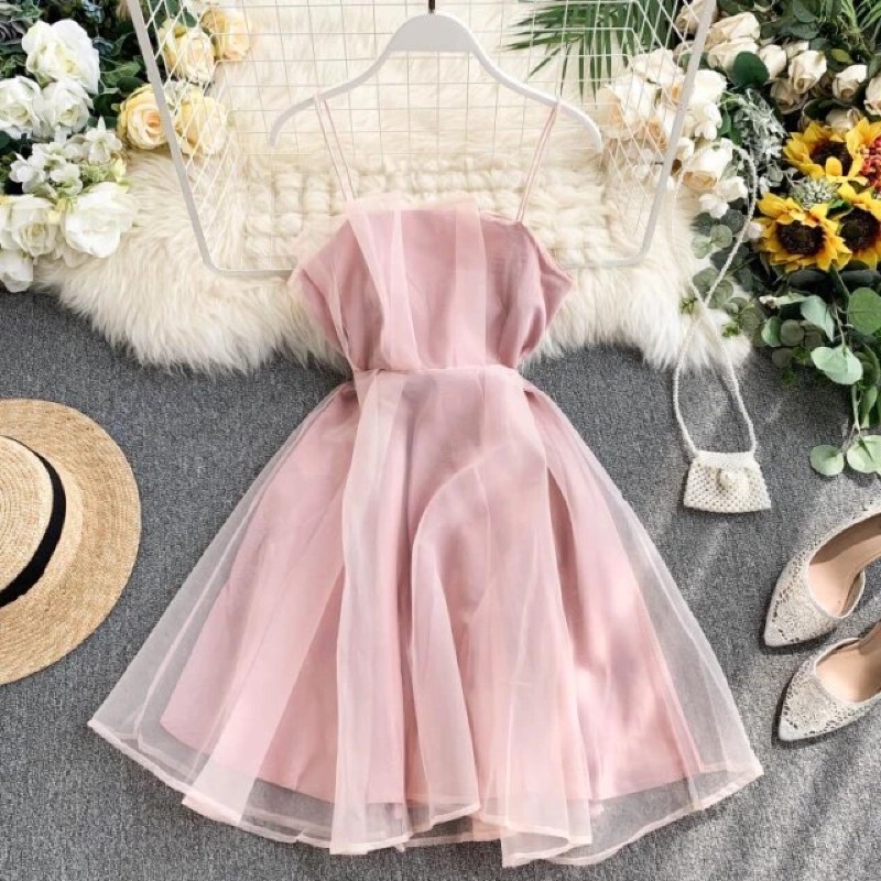 đầm công chúa chất voan cao cấp ( còn hồng và nude, khách lấy màu naof ib shop)