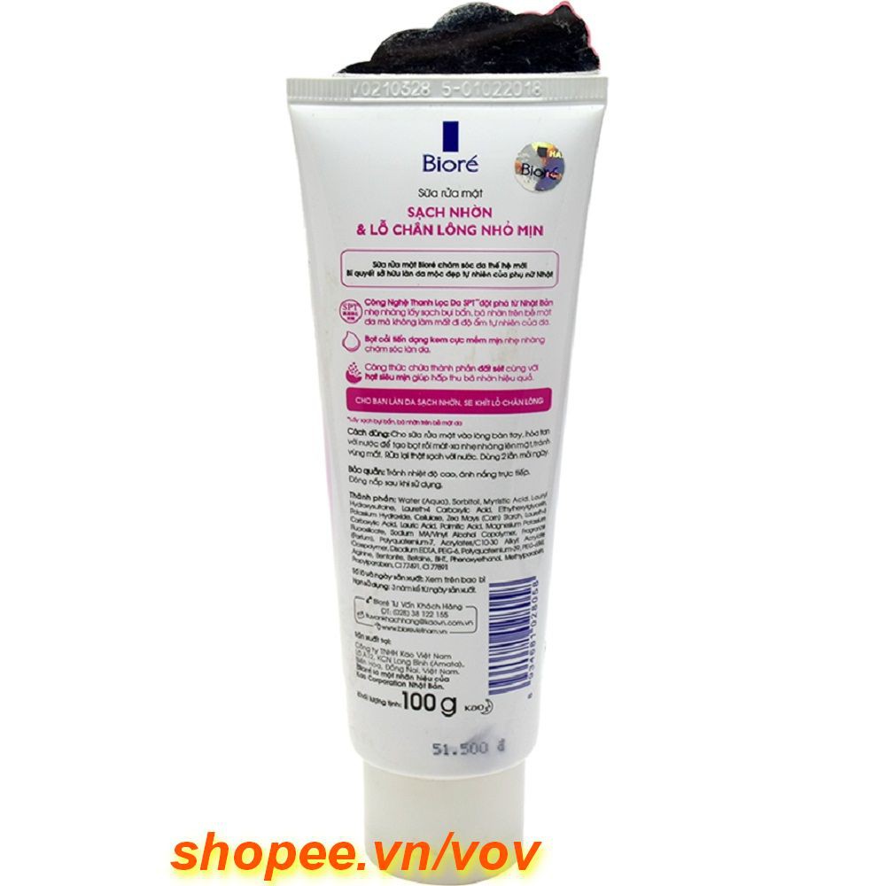 Sữa Rửa Mặt 100g Biore Oil Clear Sạch Nhờn & Làm Nhỏ Mịn Lỗ Chân Lông, vov Cam Kết Chính Hãng.
