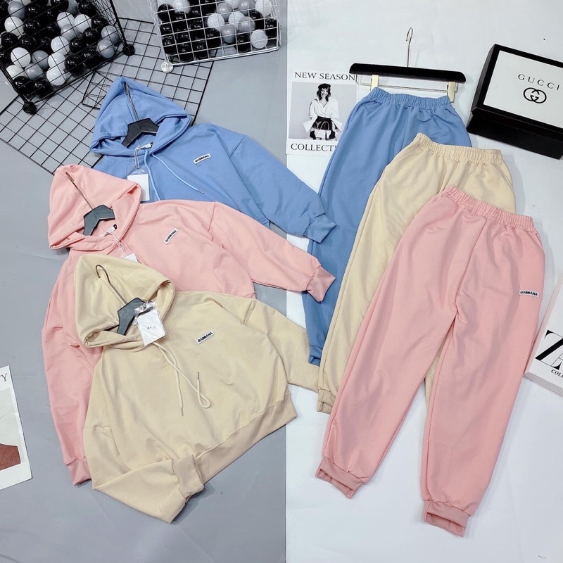Sét thể thao có mũ/sét nỉ croptop 2 màu