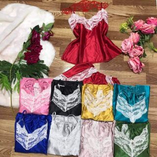 Đồ bộ ngủ 2 dây phối ren