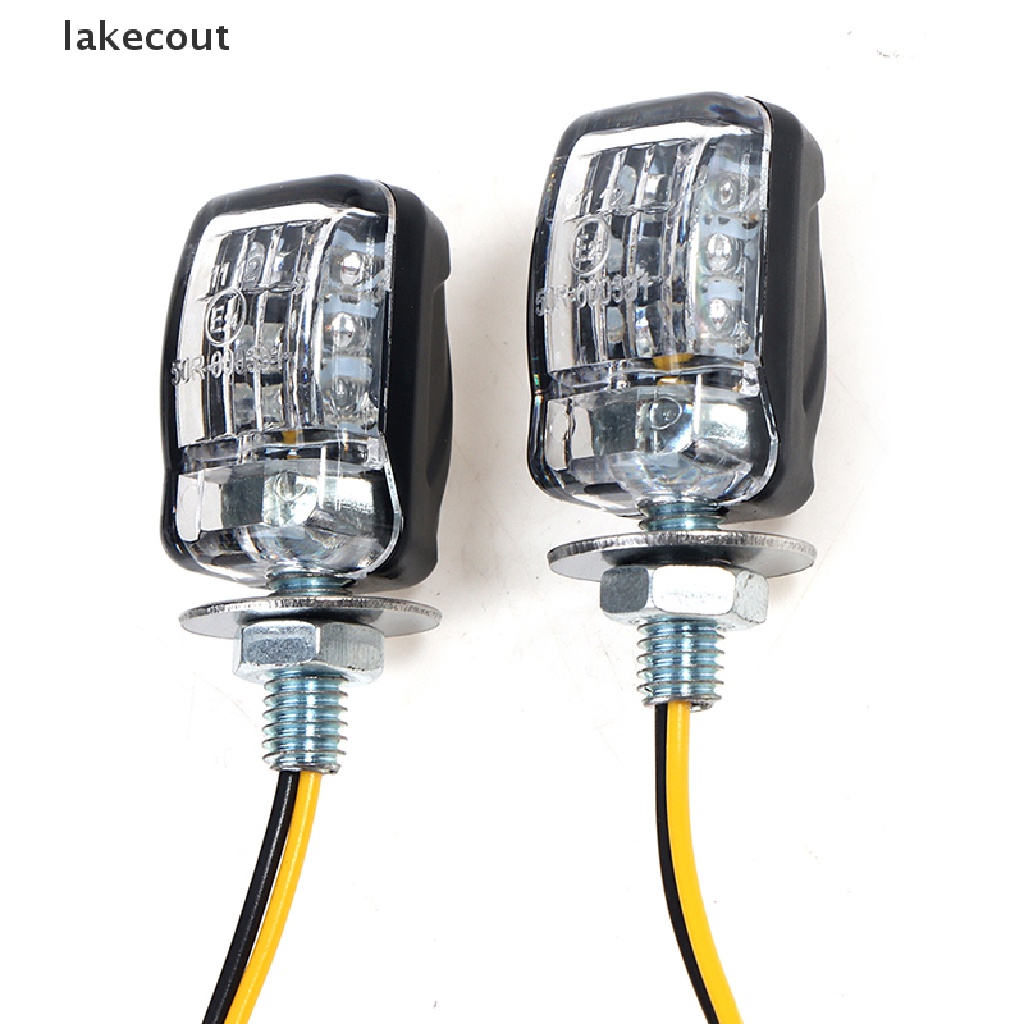 {lakecout} 1 Pair Mini Motorcycle Turn Indicators Blinker 6 LED 12V Moto Turn Signal Lights hye