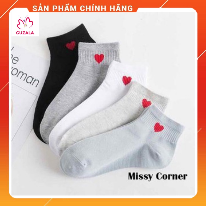 Combo 5 Đôi Tất / Vớ Nam Nữ Cổ Ngắn Hình Tim Hàn Quốc Siêu Xinh Chất Cotton Thấm Hút Chống Hôi Chân _ TSDL32