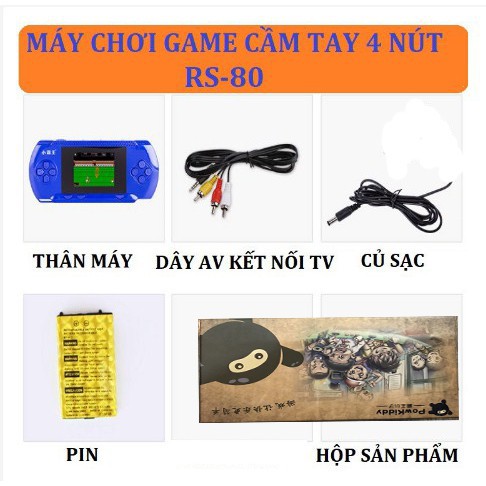 Máy Chơi Game RS-80 280 Trò Chơi Kinh Điển Tặng móc khóa game -Hàng nhập khẩu