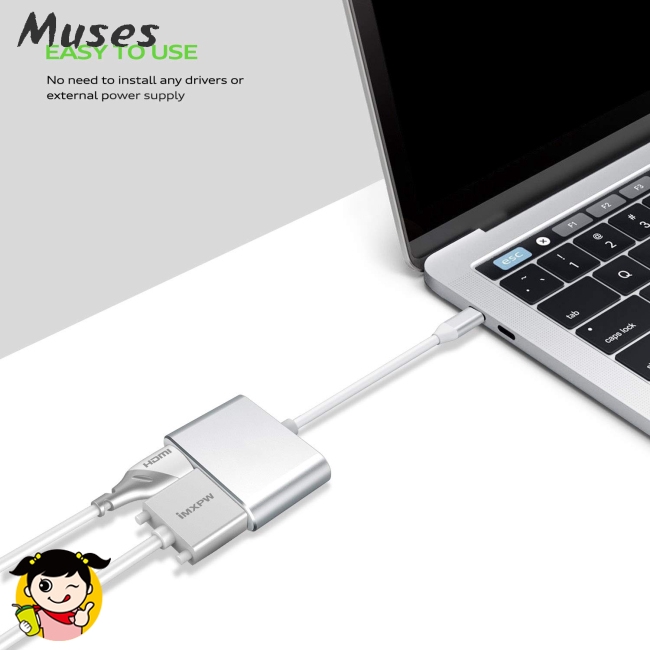 Bộ chuyển đổi USB 3.1 Type-C sang HDMI VGA 2 trong 1 VGA HDMI 4K UHD điều hợp hiển thị màn hình kép