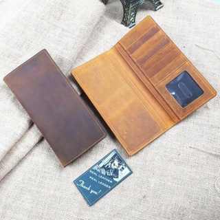 SALE [Da thật] Ví dài nam da bò, ví cầm tay nam da sáp WL104LEA (Nâu sáp/ Vàng bò) - 100% da bò thật, BH 3 năm
