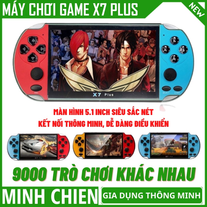 Máy chơi game X7 tích hợp 9000 trò chơi - Máy chơi game cầm tay, kèm thẻ nhớ chính hãng - Bảo hành 12 tháng