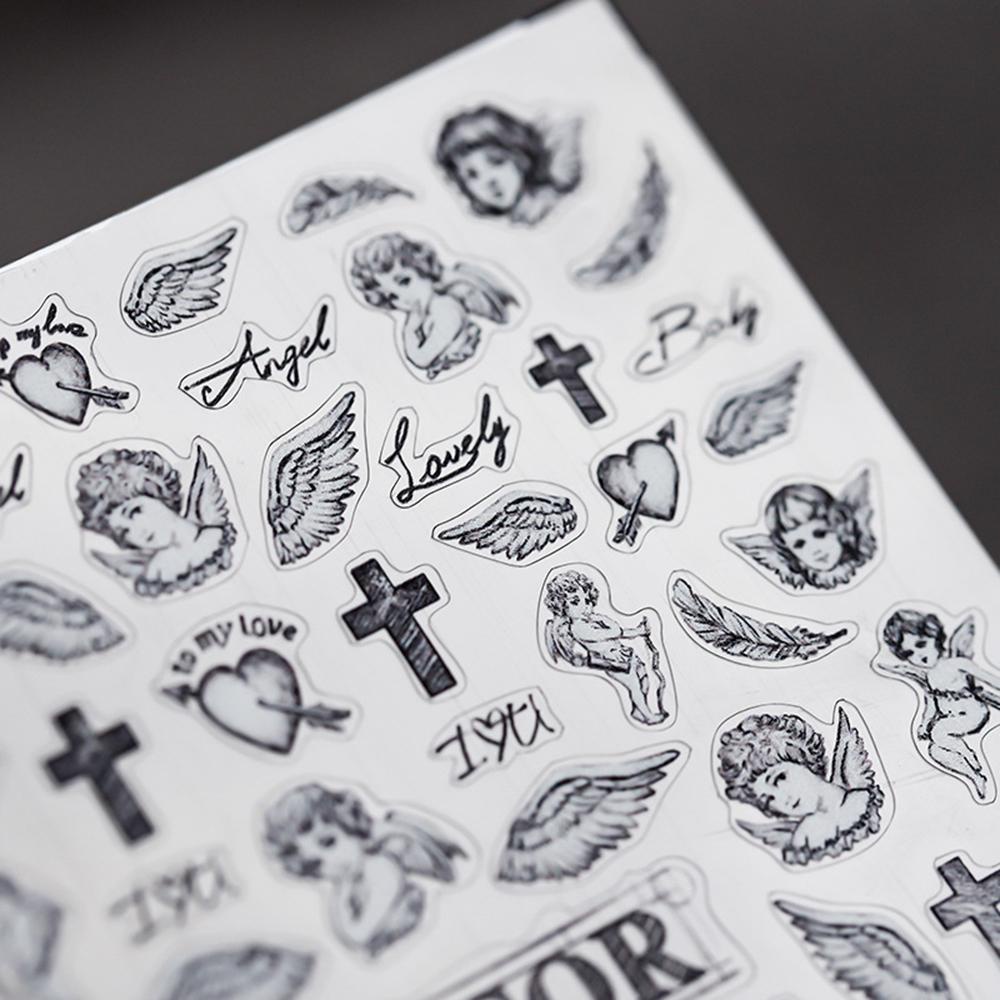 1 Miếng Dán Trang Trí Móng Tay Siêu Mỏng Khắc Chữ Tiếng Anh La Mã 5D DIY