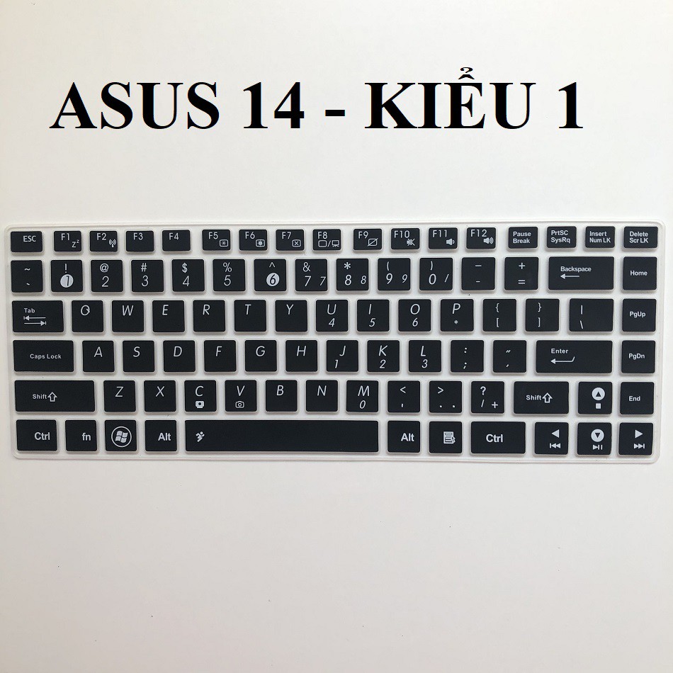 Miếng silicon phủ bàn phím laptop Asus từ 13 đến 14 inch - Kiểu 1 - phím nổi