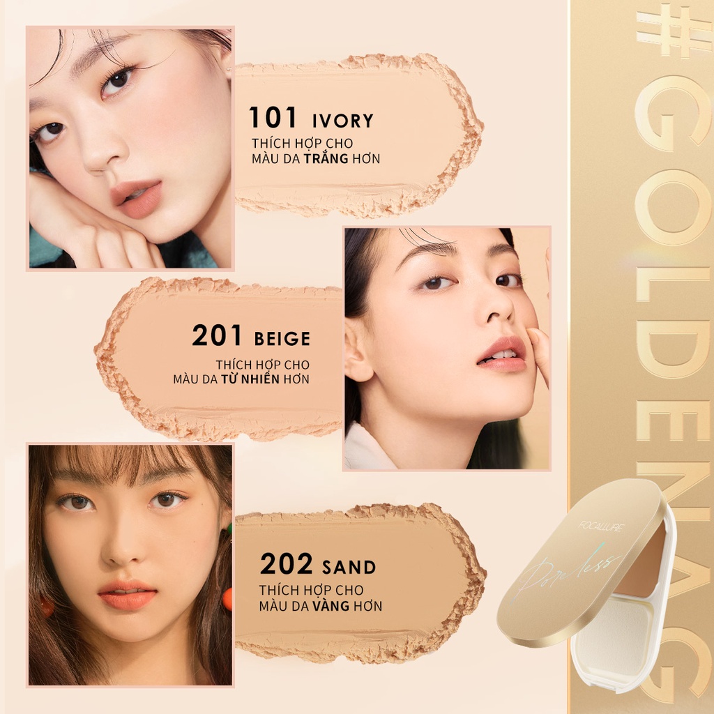 Phấn phủ Focallure Golden lâu trôi không thấy lỗ chân lông mềm mại và nhẹ 10g