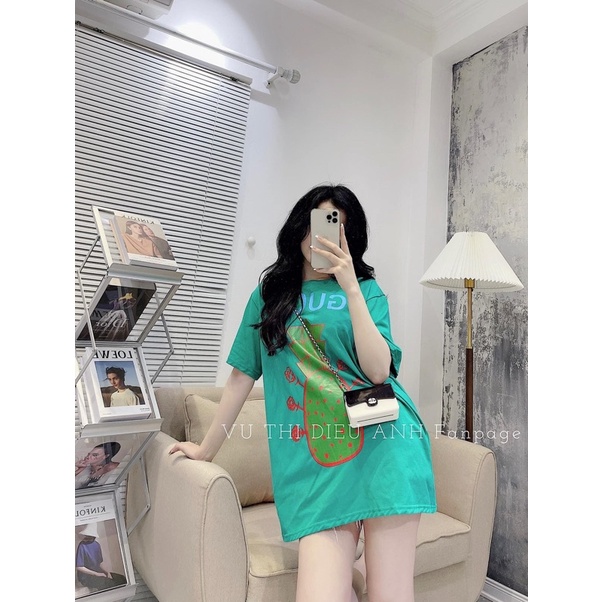 Áo phông xanh. Áo thun form rộng dấu quần - Thảo La shop. Có bán sỉ