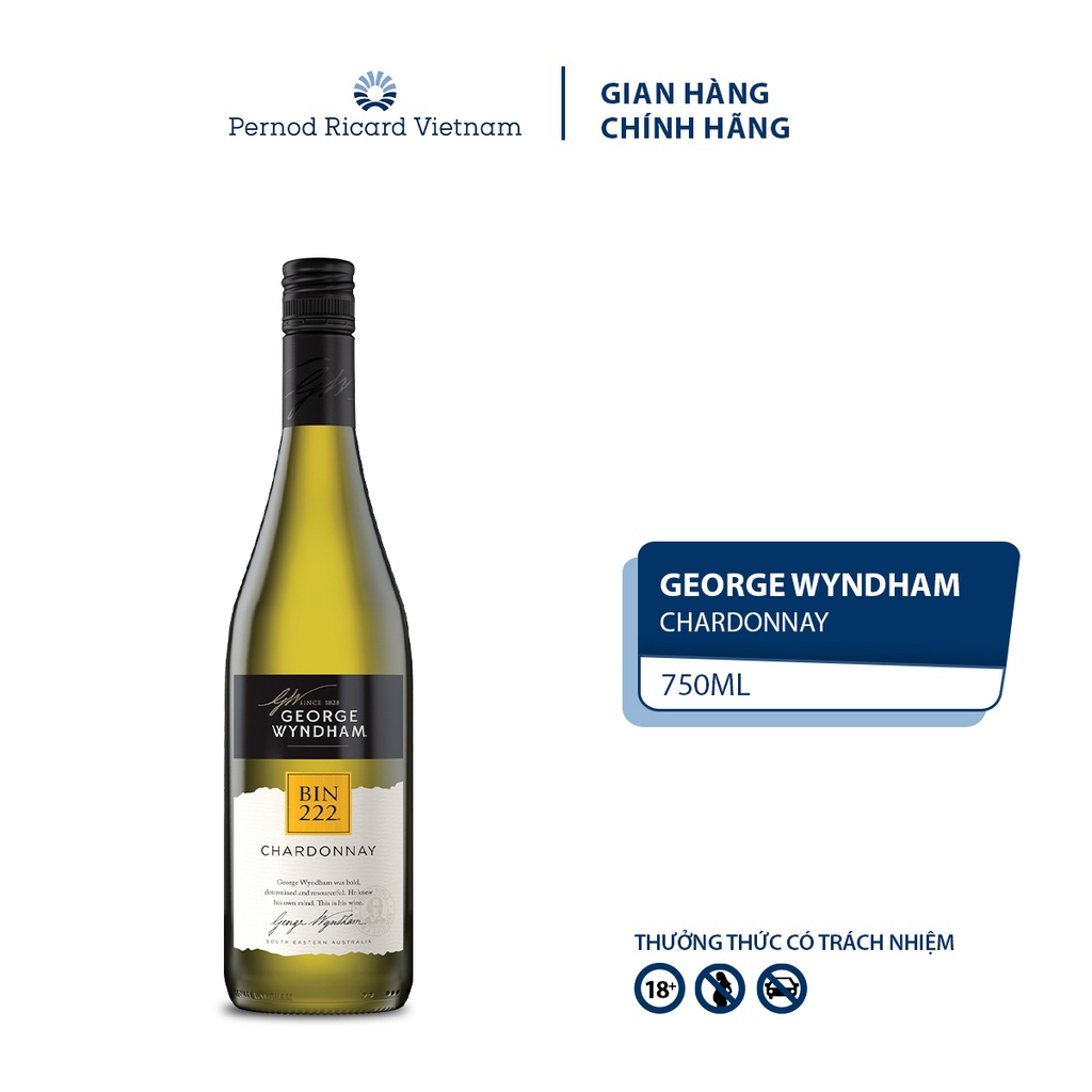 Rượu Vang Trắng George Wyndham Bin 222 Chardonnay nồng độ Alc 13.0% 750ml Không Kèm Hộp