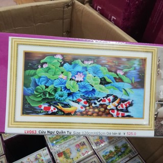 Tranh đính đá cửu ngư quần hội lv063