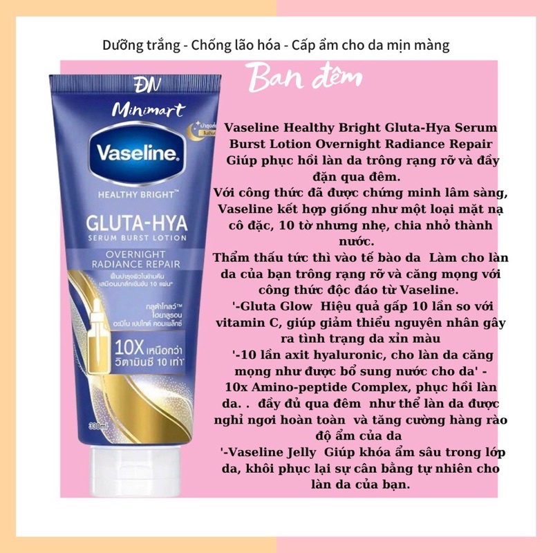 DƯỠNG THỂ VASELINE HEALTHY BRIGHT GLUTA-HYA SERUM BURST UV LOTION 330ML