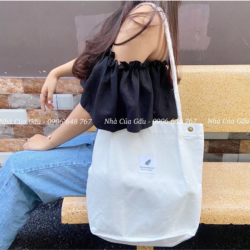 TÚI VẢI TOTE VẢI NHUNG STYLE HÀN QUỐC CÚC MIỆNG - VẢI 3 LỚP DÀY DẶN