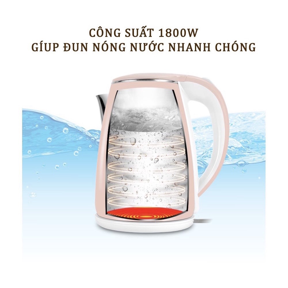 Ấm Siêu Tốc Thái Lan Jiplai 2 Lớp - Bình siêu tốc 2.5 Lít, Chống Nóng Chống Giật