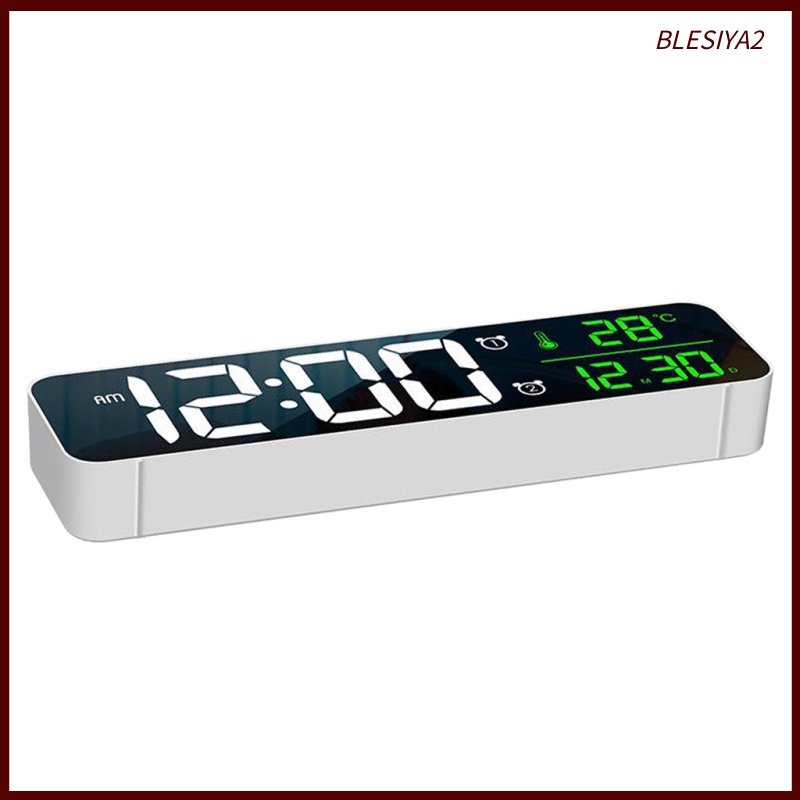 [Blesiya2] Đồng Hồ Báo Thức Có Đèn LED Hiển Thị Hiệu Ứng Gương Màu Đen Trang Trí