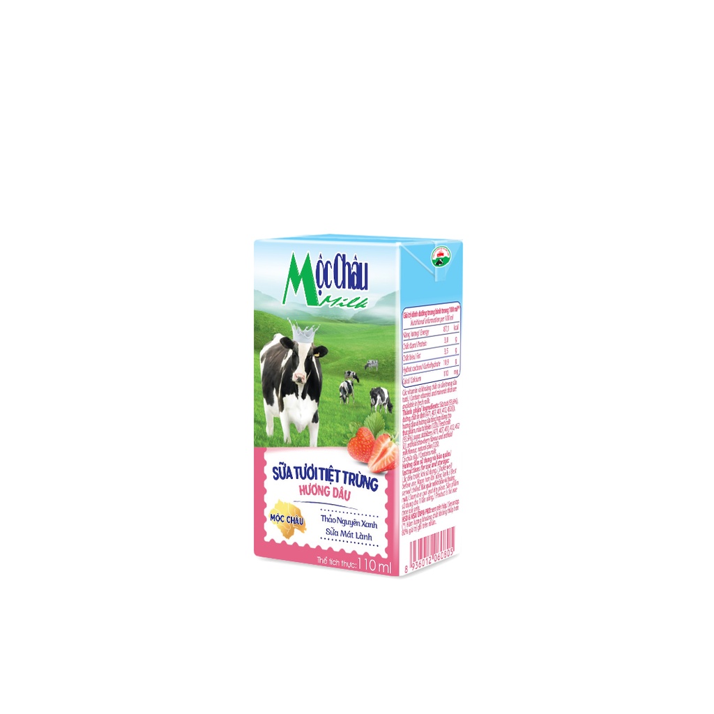 (Vỉ 4 hộp 110 ml) Sữa tươi Mộc Châu  (đậu đỏ/cam/dâu/dừa/socola/có đường/ít đường)