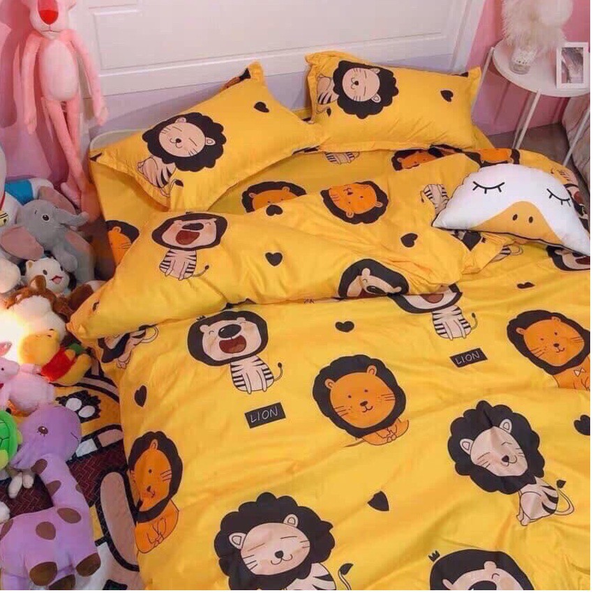 Bộ ra gối poly 1m6/1m8 x 2m⚡️ 1 drap giường + 2 áo gối nằm mẫu mickey đen trắng