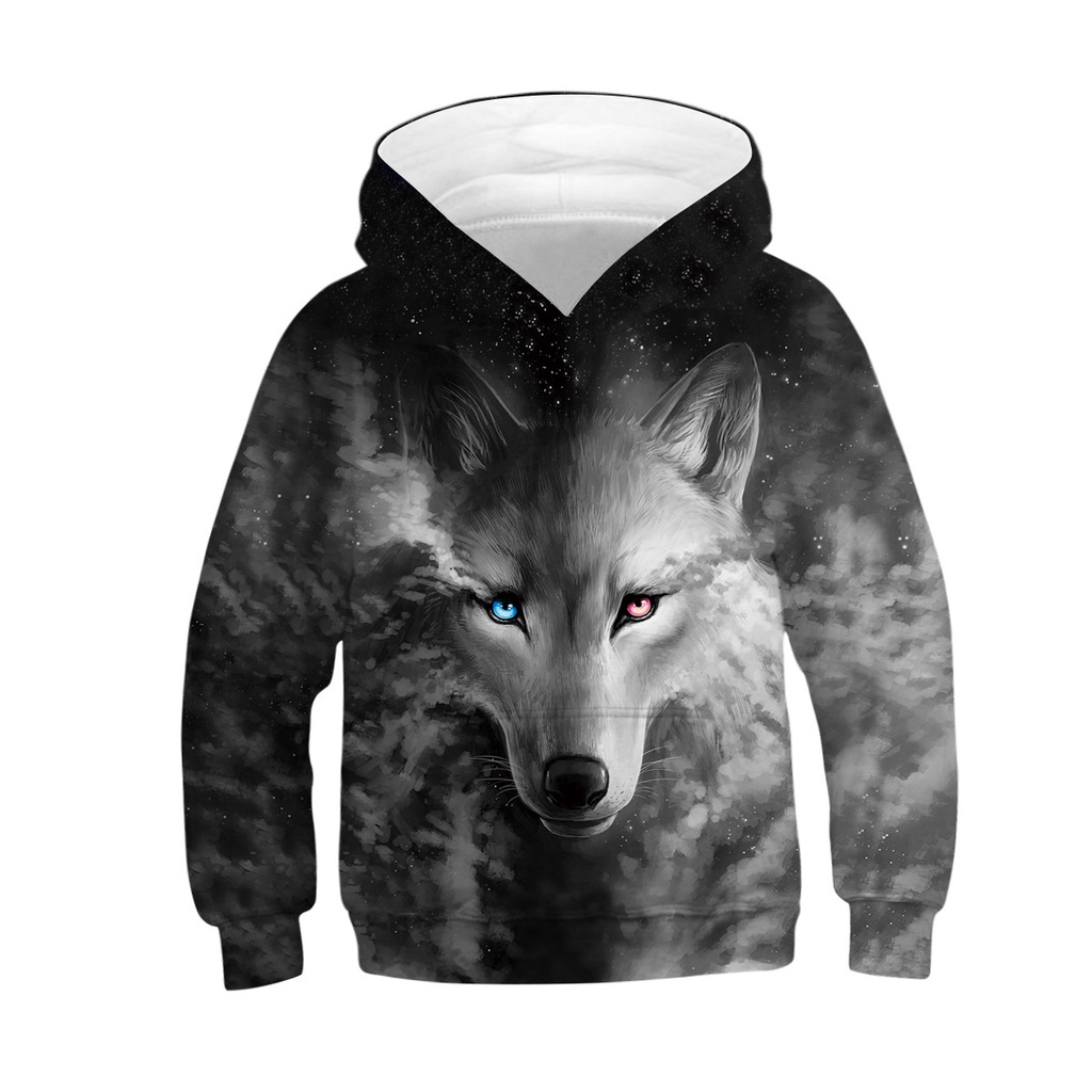 Áo Hoodie In Hình Sói 3D Thời Trang Mùa Thu Cho Bé Trai Và Gái