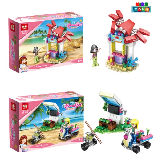 Mô hình lắp ráp Lego diy Girl play house hạt nhỏ, chủ đề thành phố biển dễ thương, quà tặng đồ chơi giáo dục sớm cho bé.