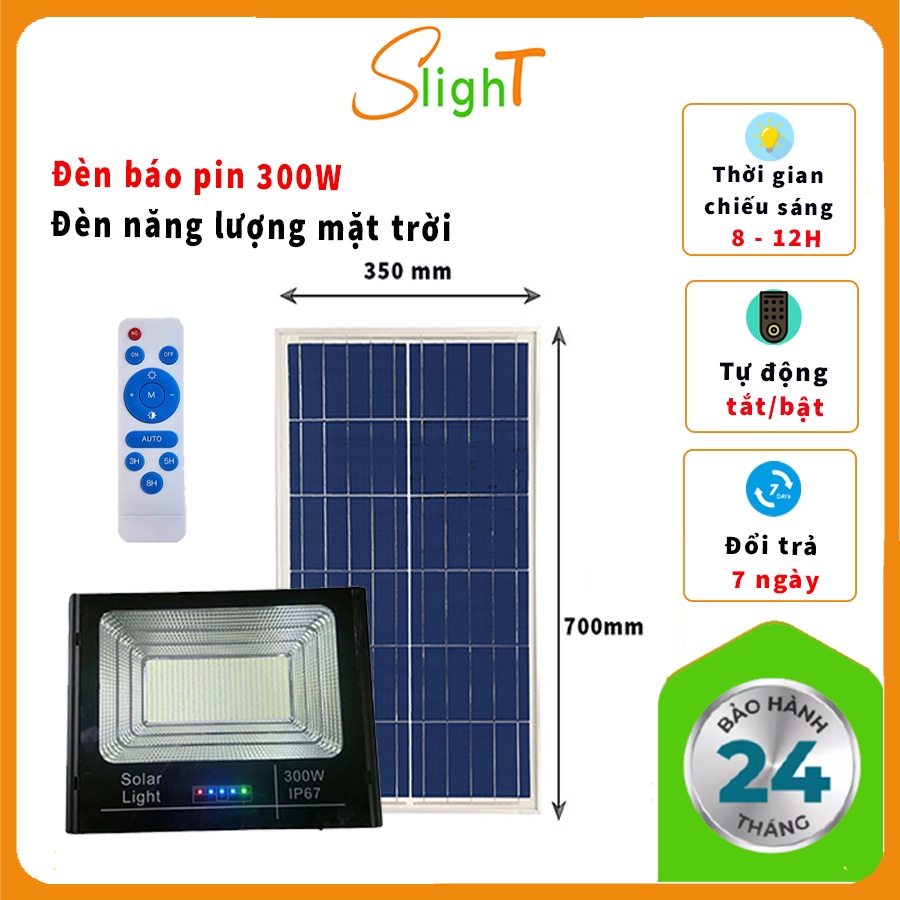 Đèn Pha Led Năng Lượng Mặt Trời 300W Có Đèn Báo Pin, Vỏ Nhôm Đúc Cao Cấp,Chống Nước Chống Va Đập Bảo Hành 24 Tháng