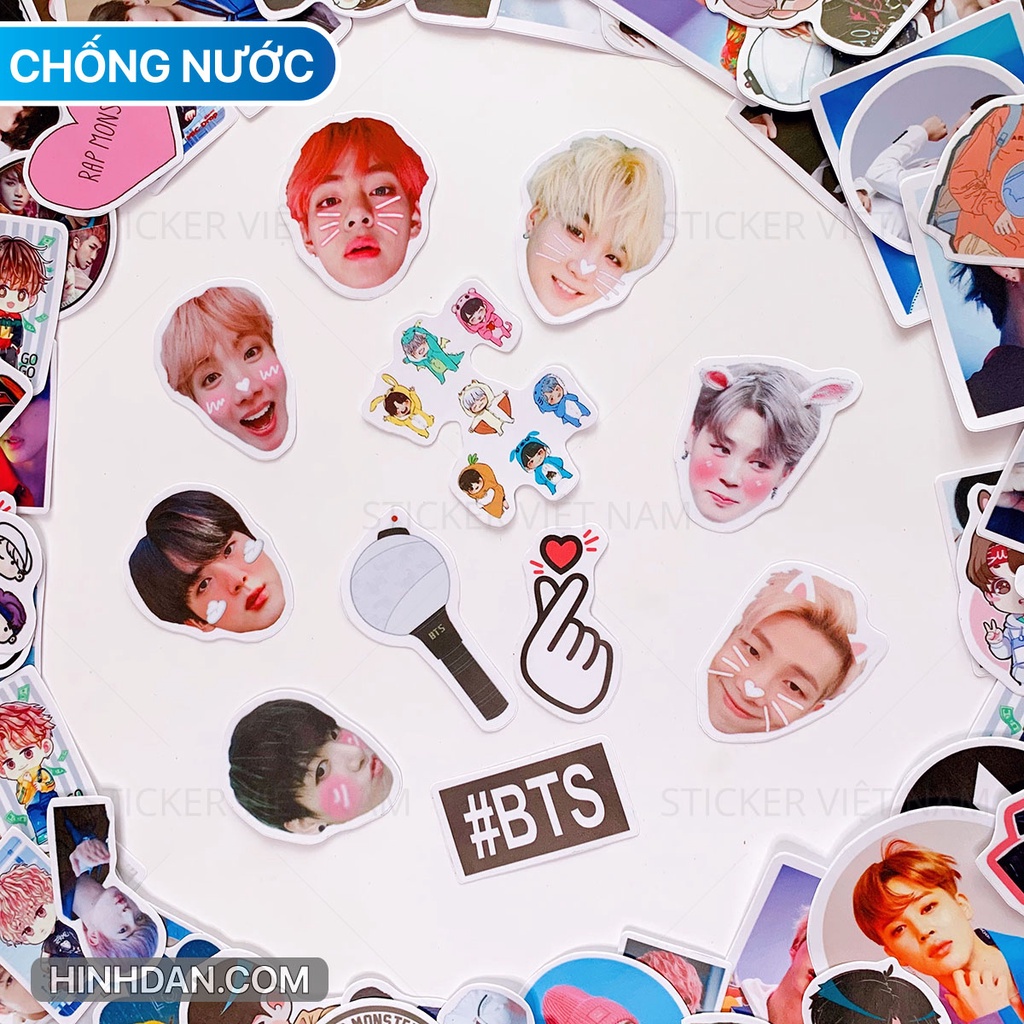 [BTS Kpop Stickers] Chất Liệu PVC Bền Chống Nước Dán Trang Trí Sổ Tay Nón Bảo Hiểm Laptop | Sticker Việt Nam