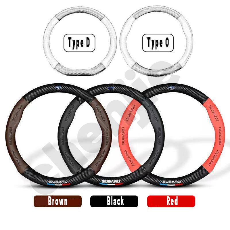 Bọc Vô Lăng Xe Hơi Chất Liệu Da Sợi Carbon 36~39CM Cho Subaru Forester XV Impreza Legacy WRX STI BRZ Outback