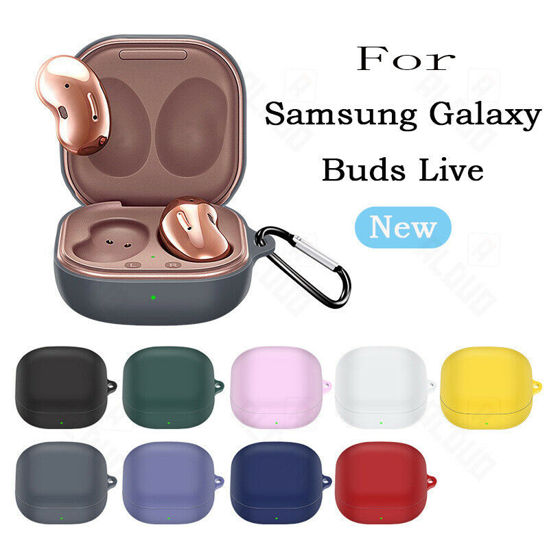 Vỏ Bảo Vệ Hộp Sạc Tai Nghe Bluetooth Samsung Galaxy Buds Live Bằng Silicon Chống Sốc Có Móc Treo Ốp