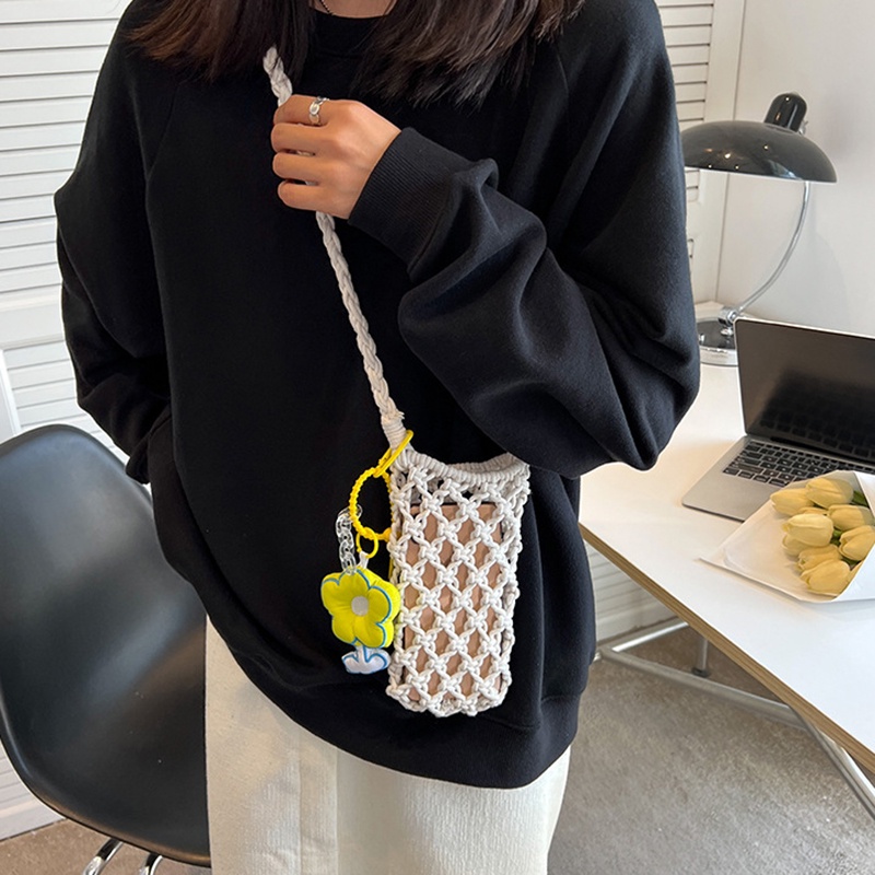 Túi cói IELGY đeo chéo đựng điện thoại thiết kế rỗng thời trang cho nữ