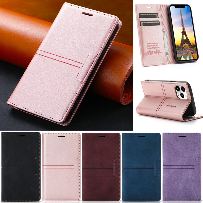 Ốp Điện Thoại Da PU Mềm Dạng Ví Nắp Lật Mặt Nhám Cho iPhone X XR XS Max 11 Pro 6 Plus 7 Plus 8 Plus SE 2020
