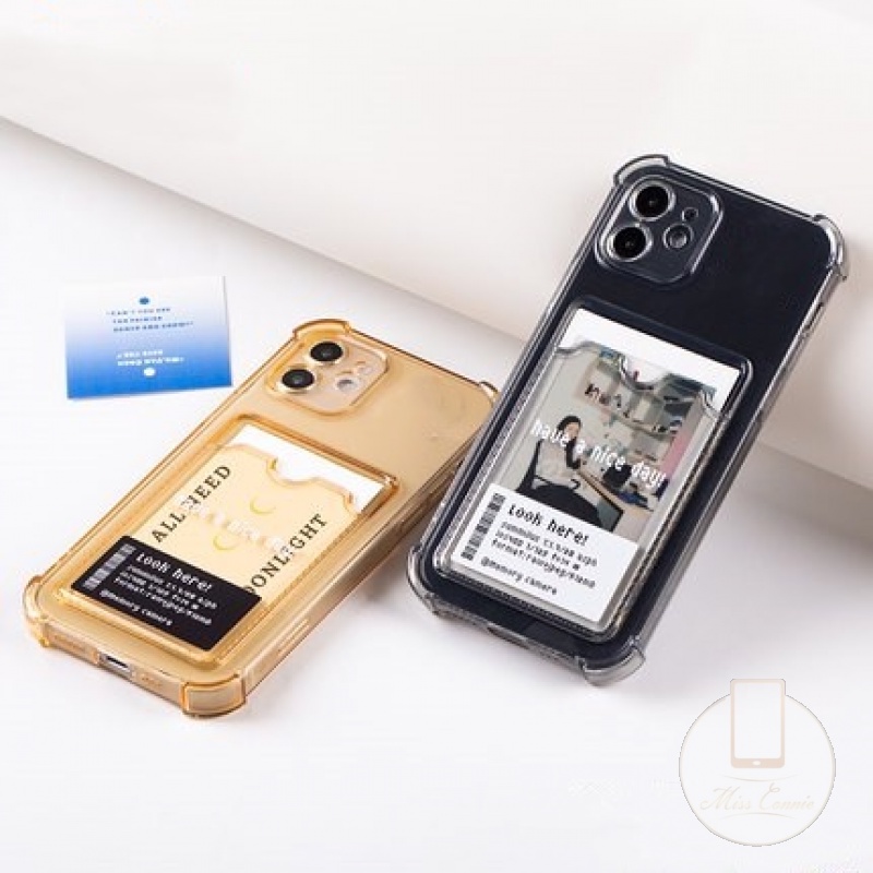 Ốp điện thoại TPU mềm chống sốc có ngăn đựng thẻ dành cho iPhone 12 pro 11pro max xr xs max 8 7plus
