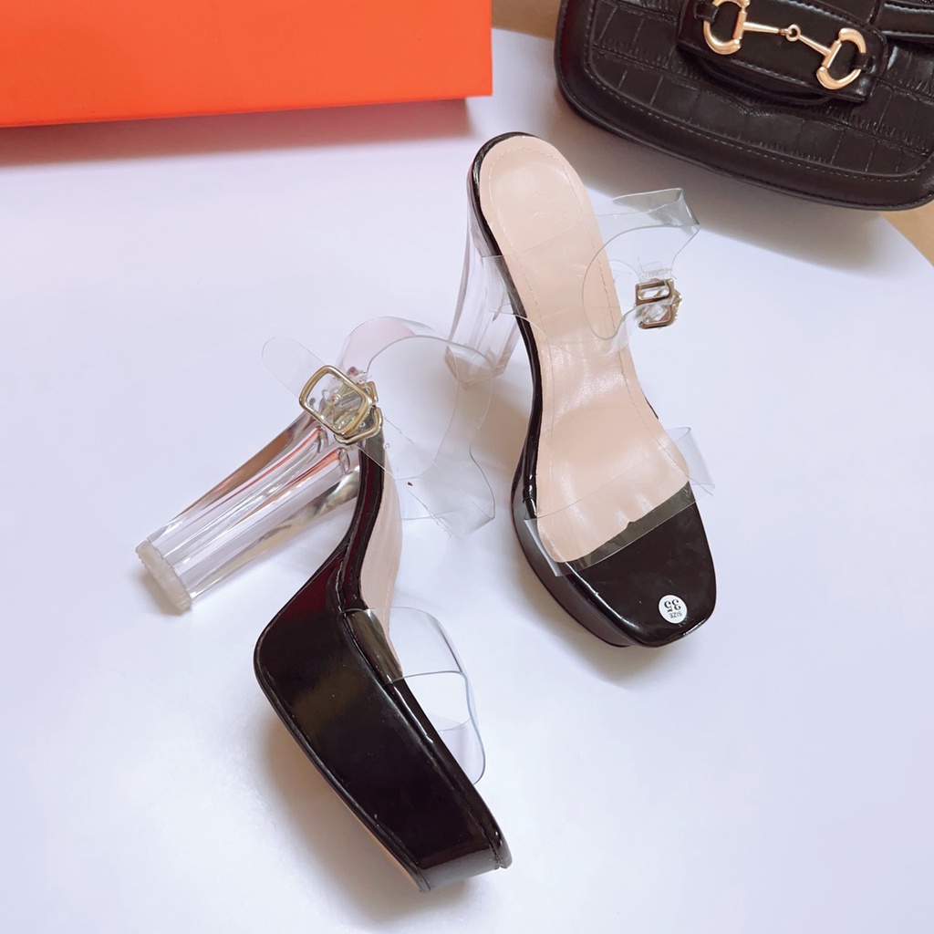 GIÀY SANDAL 12P QUAI TRONG GÓT VUÔNG TRONG ĐÚP TRƯỚC ĐI CHẮC CHÂN