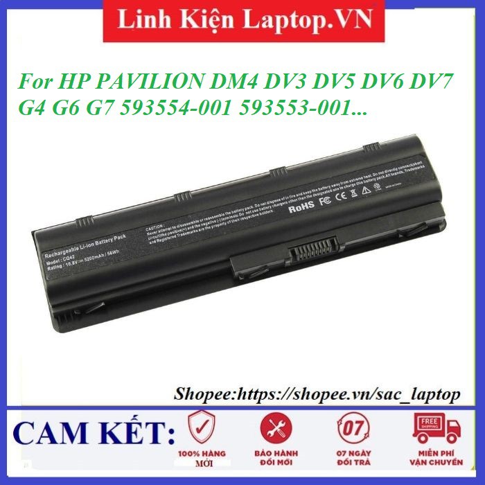 ⚡Pin HP Pavilion DM4 DV3 DV5 DV6 DV7 G4 G6 G7 593554-001 593553-001