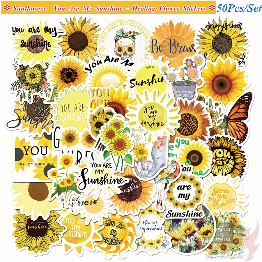 Bộ 50 miếng hình dán dán họa tiết hoa hướng dương You are my sunshine