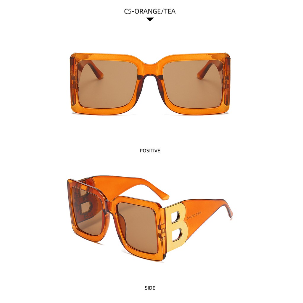 Kính Mát Gọng Vuông Lớn Phong Cách Âu Mỹ Thời Trang 2021 Chống Tia UV Cho Nam Và Nữ