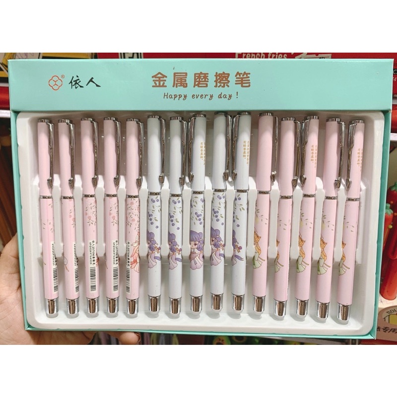 Bút máy bơm mực vỏ nhựa, Bút máy gắn ống mực vỏ kim loại hoạ tiết hoạt hình thích hợp cho bé mới tập viết